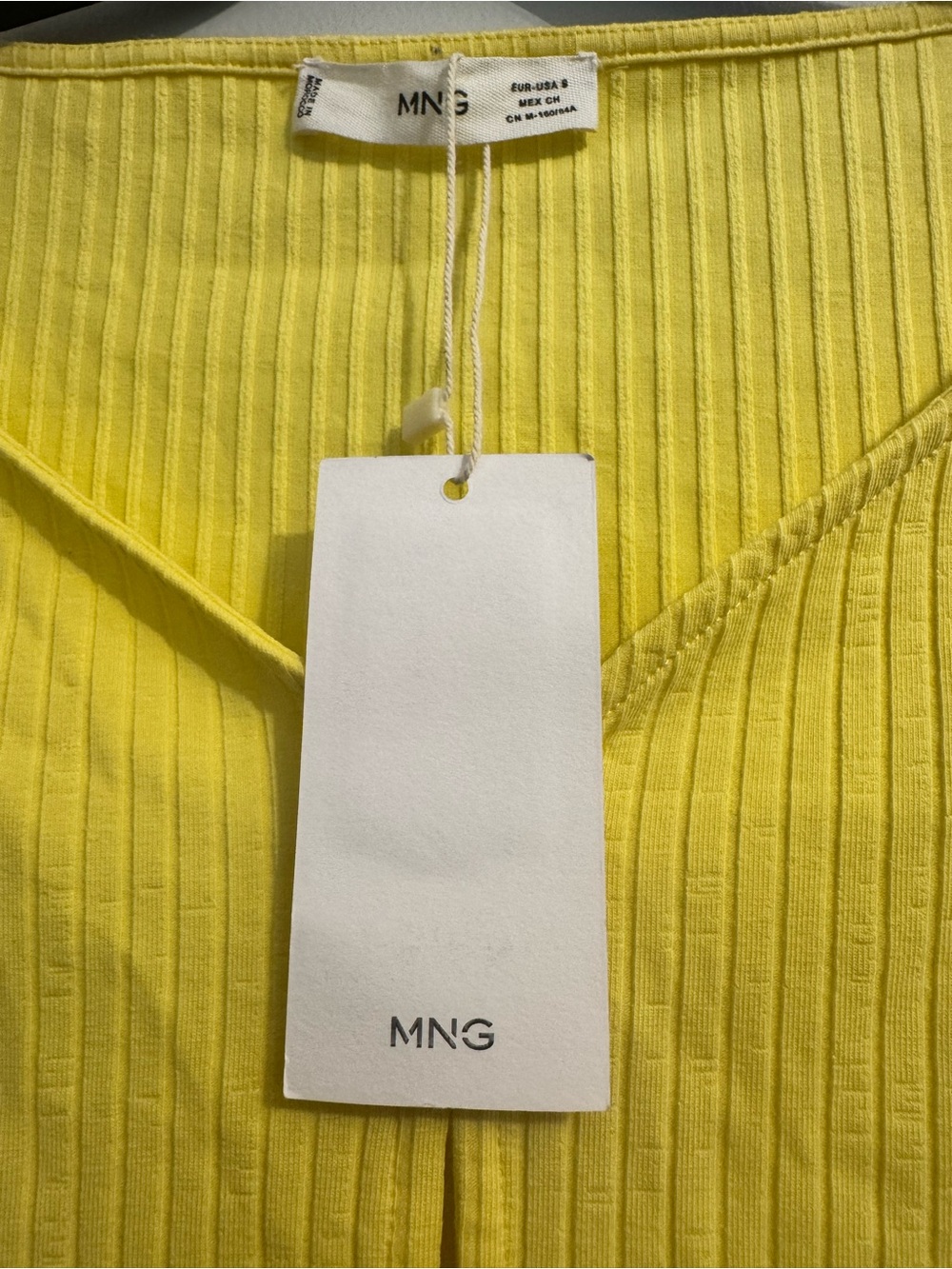 Mango Yellow Ribbed Long-Sleeve Button Front Top - Picture 6 of 6